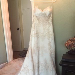 Gorgeous blush beaded white wedding dress